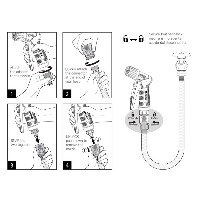 Eden 94834 Heavy Duty Metal Garden Hose Nozzle Sprayer High