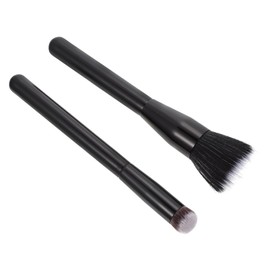 Baluue 2pcs Double-layer Fiber Blush Highlight Makeup Brush Flat-head Design for Easy Application Lightweight and Portable for Travel for Blush and Powder Makeup