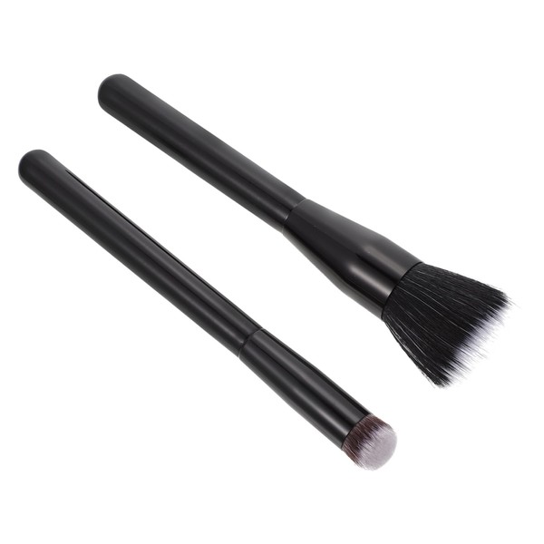 Baluue 2pcs Double-layer Fiber Blush Highlight Makeup Brush Flat-head Design