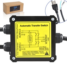 AC120V 15Amp Automatic Transfer Switch, ATS Auto Transfer Switch with Core Wires and NEMA 5-15P