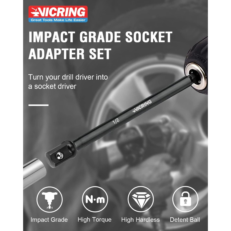 Impact Socket Adapter Set - 1/4, 3/8, 1/2 Drive Socket