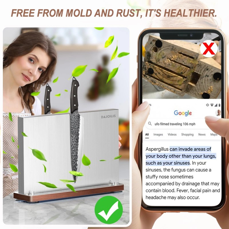 DAJOUJS Magnetic Knife Holder, Stainless Steel Magnetic Knife Block without