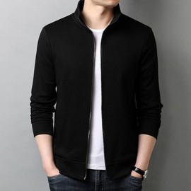 High-Neck Zip-Up Transitional Lightweight Training Jersey Jacket Track Top Black 100