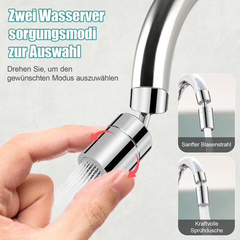 Set of 2 Swivel Tap Attachments, Tap Extension with Water