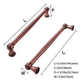 khtumeware 10 Pack 5 Inch(128mm) Antique Copper Cabinet pulls, Kitchen Cabinet Handles Kitchen Cabinet Hardware for Cupboard Drawer Handles Dresser Pulls