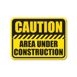 Honey Dew Gifts Hardhats Construction Signs, Caution Area Under Construction - 9 x 12 Inch Metal Business Sign, Made in USA