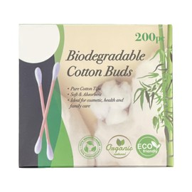 200 Pieces Bamboo Cotton Buds, Biodegradable, Plastic-Free, Fully Recyclable Ear Buds Ideal for Cosmetic, Health and Family Care