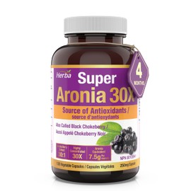 Herba Aronia Berry Extract – 120 Capsules | 7,500mg Equivalent Per Capsule - 30:1 Extract | Black Chokeberry Supplement | 100% Natural Aronia Berry Powder in Vegetable Capsule | Made in Canada