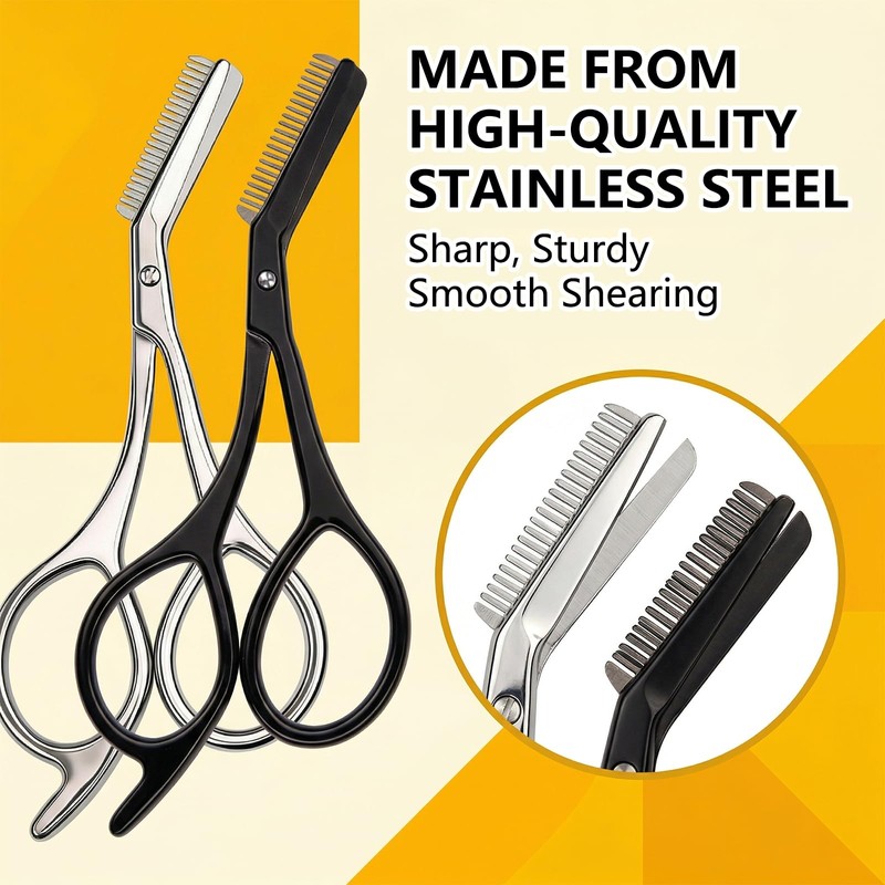 FunnAura 2 Pcs Eyebrow Scissors – Stainless Steel Brow Trimming