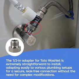 TTHP3141 1/2" Adapter Compatible with Toto Washlet SW583, S350E, SW3036, 550E and Other Models, with Rubber Washer (2-Pack)