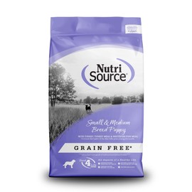 NutriSource Grain Free Dry Puppy Food for Small and Medium Breeds, Turkey, Whitefish and Menhaden Fish Meal, 12LB