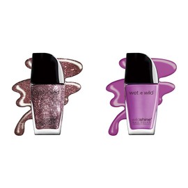 wet n wild Wild Shine Nail Polish, Glitter Purple Sparked & Light Purple Who is Ultra Violet? Nail Color Bundle