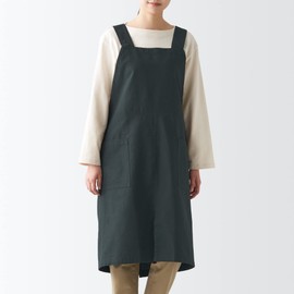 MUJI 12835776 Cotton Plain Weave Work Apron, Dark Gray, S-M, Unisex,