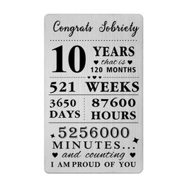 Gezxin 10 Year Sobriety Card For Men Women- 10th 10 Year Sober Gifts- Silver Recovery Presents