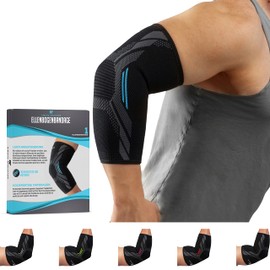KINETIC EVOLUTION Elbow Brace for Men and Women, Stabilizes and Supports Joint and Muscles, Compression Sports Bandage for Tennis Elbow, Golfer's Elbow, Sports and Joint Pain (S, Blue)
