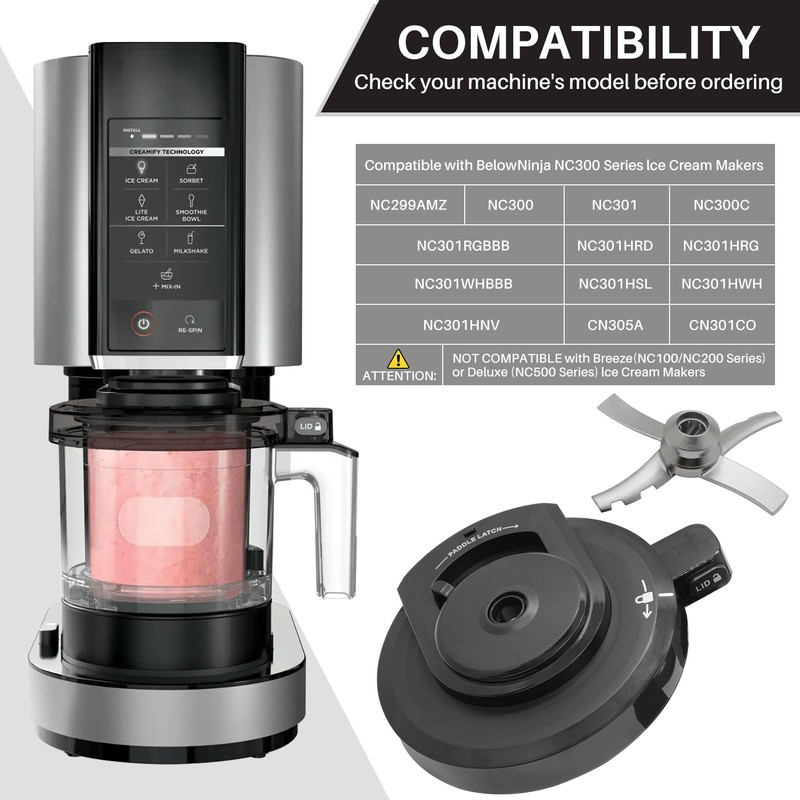 Outer Bowl Lid with Paddle Compatible with Ninja NC299AMZ/NC301/NC300 Series