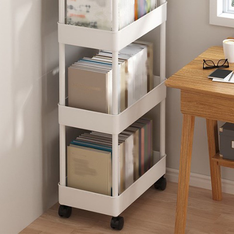 Book Organizer with Wheels Multi Tier Utility Cart Plastic Rolling
