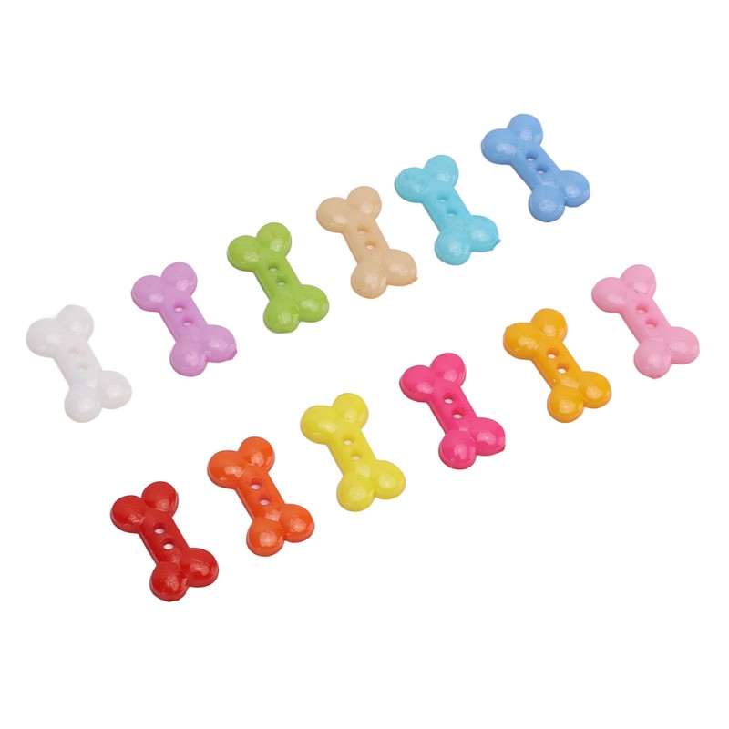 1000Pcs Dog Bone Buttons Bright Vivid Colors Cute Dog Bone