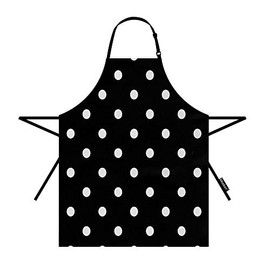 Moslion Polka Dot Apron 31x27 Inch Vintage Black White Spot Doodle Polka Dot Kitchen Chef Waitress Cook Aprons Bib with Adjustable Neck for Women Men Girls