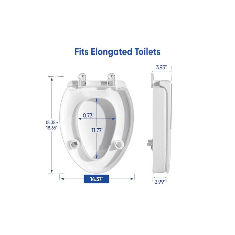 SAMODRA Raised Toilet Seat Riser, White, 3 Inch High Elevated