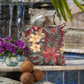 Arden Outdoor Toss Pillow, Set of 2, 16 x 16, Rain-Proof, Fade Resistant 16 x 16, Ruby Clarissa