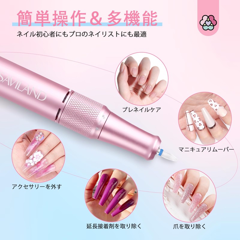 Saviland Pink Blue Nail Drill Portable Professional 40000 RPM Upgrade