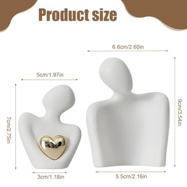 CERICAI Romantic Couple Statue,Couple Hugging Statue Figurines Ornaments | Abstract Sculpture Small Shelf Ornaments for Living Room | White Ornaments Gifts for Wedding Anniversary (White)