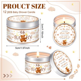 12 Pcs Baby Shower Party Favors Candles Lavender Scented Baby Shower Favors for Guests Bear Floral Rustic Tea Lights Candles Gender Reveal Candle for Girl Boy Baby Shower Return Gifts(Bear)