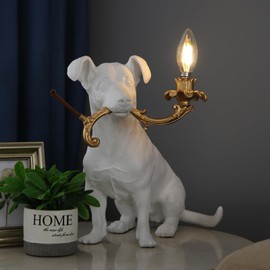 CHABEI Modern Resin Carved Dog Table Lamp,Desk Lamp,Floor Lamp,Animal Lamp,Bedside LED Light for Home Decor,Living Room, Bedroom, Home Office, Kids Room(Dog)