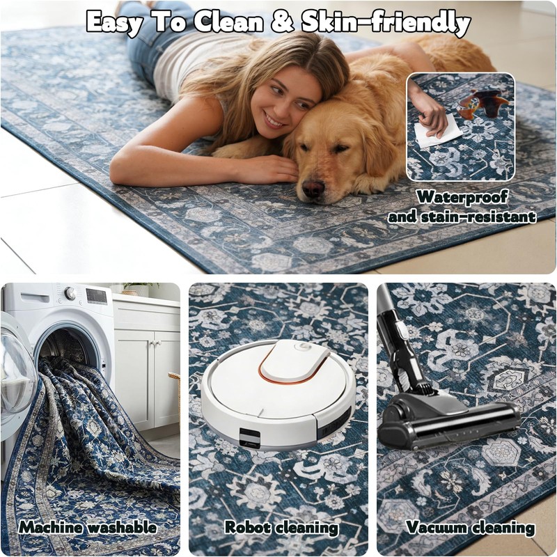 Large Floral 3x5 Entryway Rug Boho Area Rugs for Living