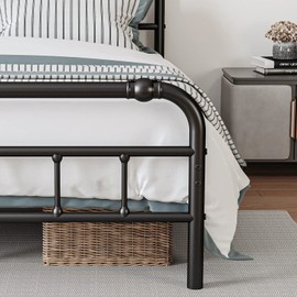 BOSRII Twin Size Bed Frame with Headboard and Footboard, 18 Inches High, 3500 Pounds Heavy Duty Metal Slats Support for Mattress, No Box Spring Needed,Noise-Free, Black