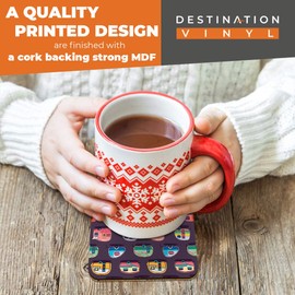 Great Coasters (Set of 2) Square/Glossy Quality Coasters/Tabletop Protection for Any Table Type - Fun Caravans Caravan Camping #3172