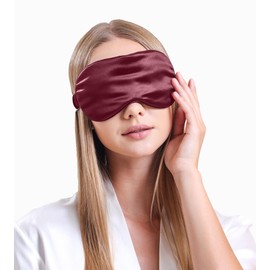VÉNERA Silk Eye Mask - 100% Pure Mulberry 22 Momme Silk Sleep Mask (Burgundy)