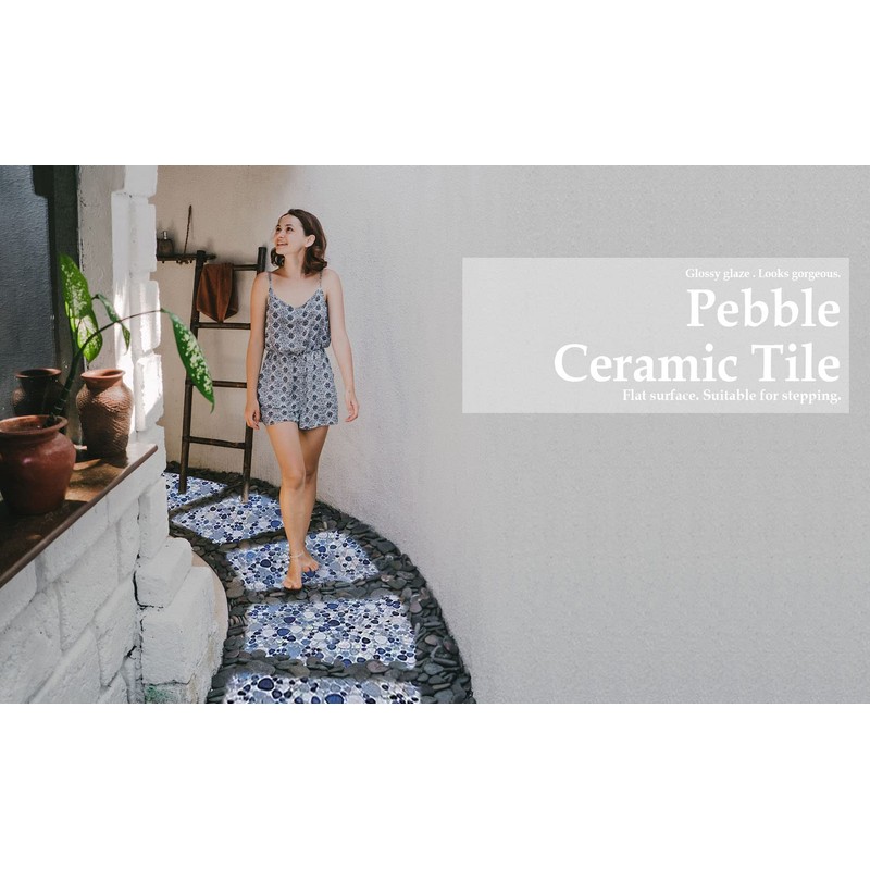 Parrotile Blue Shower Floor Pebbles Tile Bathroom Mosaic Backsplash Wall