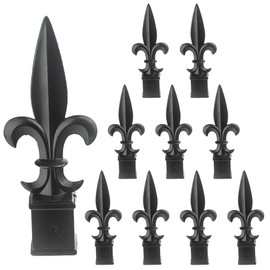Fence Finials Fleur De Lis High-Impact Aluminium Alloy Black Finial Fence Topper Trident Spear Fence Post Caps Replacement Part, 10 Pack (1inch)