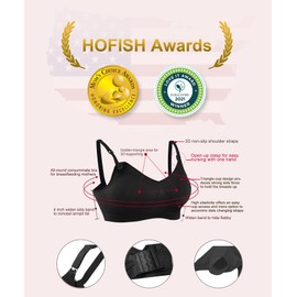 Hofish Women's 3 Pack Full Bust Seamless Breastfeeding Pregnancy Bras, Bralette with Extra Bra Extenders and Clips, black