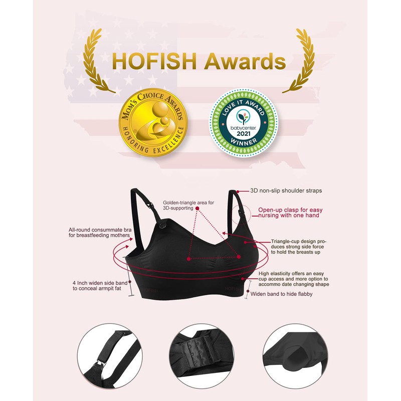 Hofish Women's 3 Pack Full Bust Seamless Breastfeeding Pregnancy Bras,