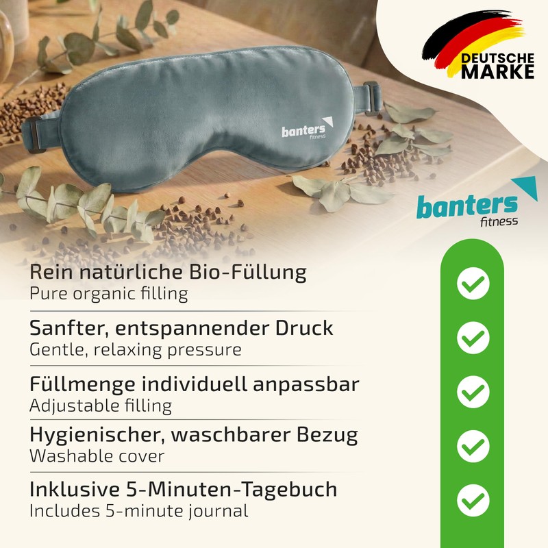 Banters Organic Eye Pillow Velvet Buckwheat & Eucalyptus Blue 23