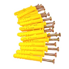 Yodaoke 50pcs Zinc M6 x 60mm Phillips Flat Head Self Tapping Screws and 10 x 60mm Plastic Drywall Ribbed Anchors