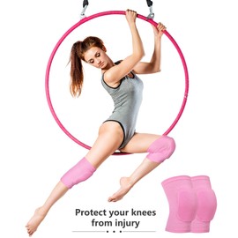 Eurzom 3 Pairs Dance Knee Pads Women Protective Non-Slip Knee Pads for Yoga Cheerleading Pole Floor Dance Volleyball(Black, Skin, Pink, M)