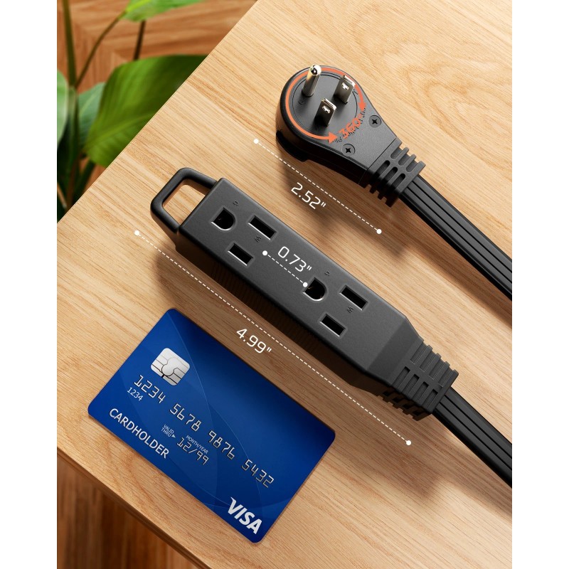 DEWENWILS 6FT 360° Rotating Flat Plug Extension Cord/Wire, 16AWG Multi