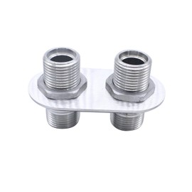 1 pc SHLPDFM Silver Polished Firewall Bulkhead 2-Port 2-10 (7/8”-14) Heater Ports Billet Aluminum Inline Heater AC Bulkhead Connector 181151-100 Compatible with Hot Rod Chevy Ford GM