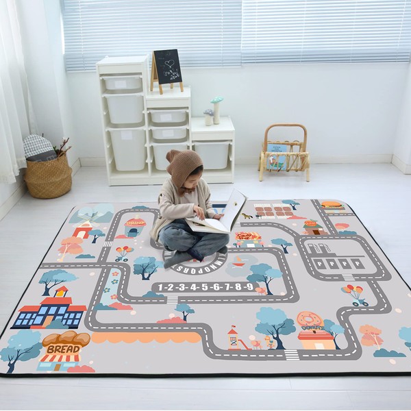 Loartee Soft Kids Educational Rug - 0.78" Thick Road Rug,