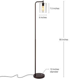 Brightech Elizabeth Industrial Floor Lamp with Glass Shade & Edison Bulb - Indoor Pole Light to Match Living Room or Bedroom in Farmhouse, Vintage, or Rustic Style - Standing, Tall Lighting - Bronze