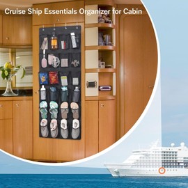 F-color Over the Door Organizer for Cruise - 24-Pocket Hanging Organizer | Tool-Free Mount with 4 Metal Hooks, See-Through Mesh Pockets, Lightweight &