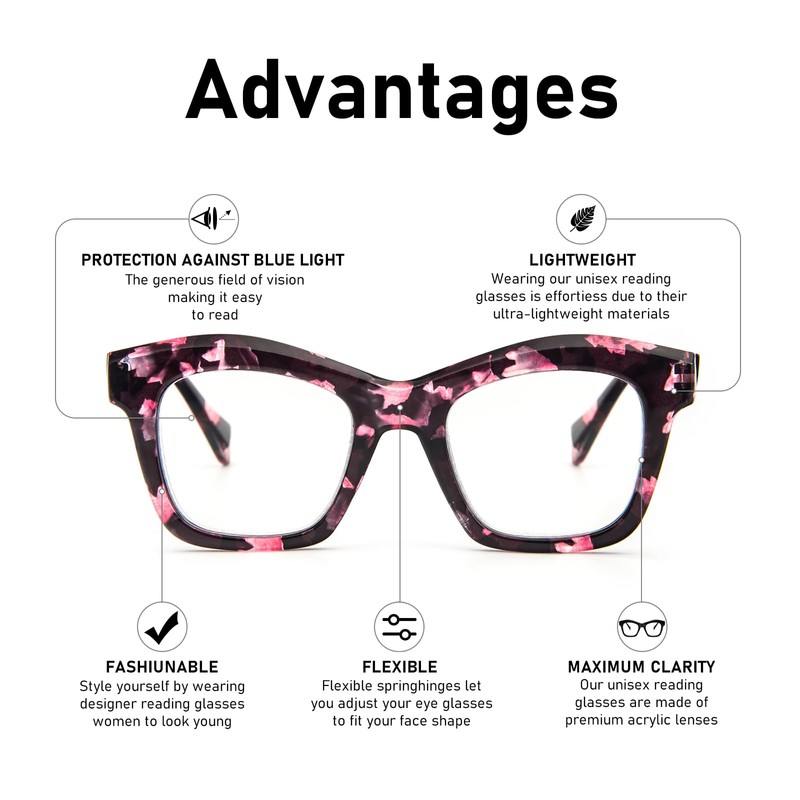 KoKoBin 3 Pack Reading Glasses for Women Oprah Style Cute