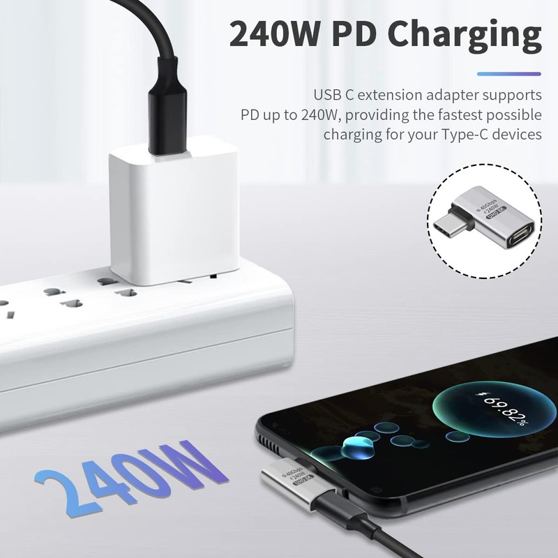 Duttek Right Angle USB C Adapter (Pack of 2) USB