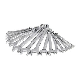 Steelman Pro 16-Piece Metric 6-Point Combination Wrench Tool Set, Durable Steel with Full Polish Chrome, Stamped Size Callouts