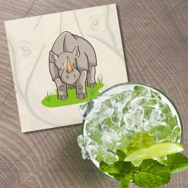 Unbranded Rhino Animal 4'' X 4'' Square Wooden Coaster