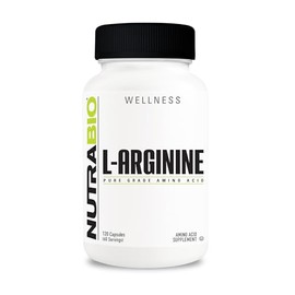NutraBio Suplemento de L-Arginina, 750 mg por cpsula, 1500 mg por porcin, 120 cpsulas, 60 porciones - Producto Original de Alta Calidad, Entrega Rápid